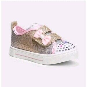 S Sport By Skechers Girls' Lexie Crystal Stars Light Up Court Sneaker